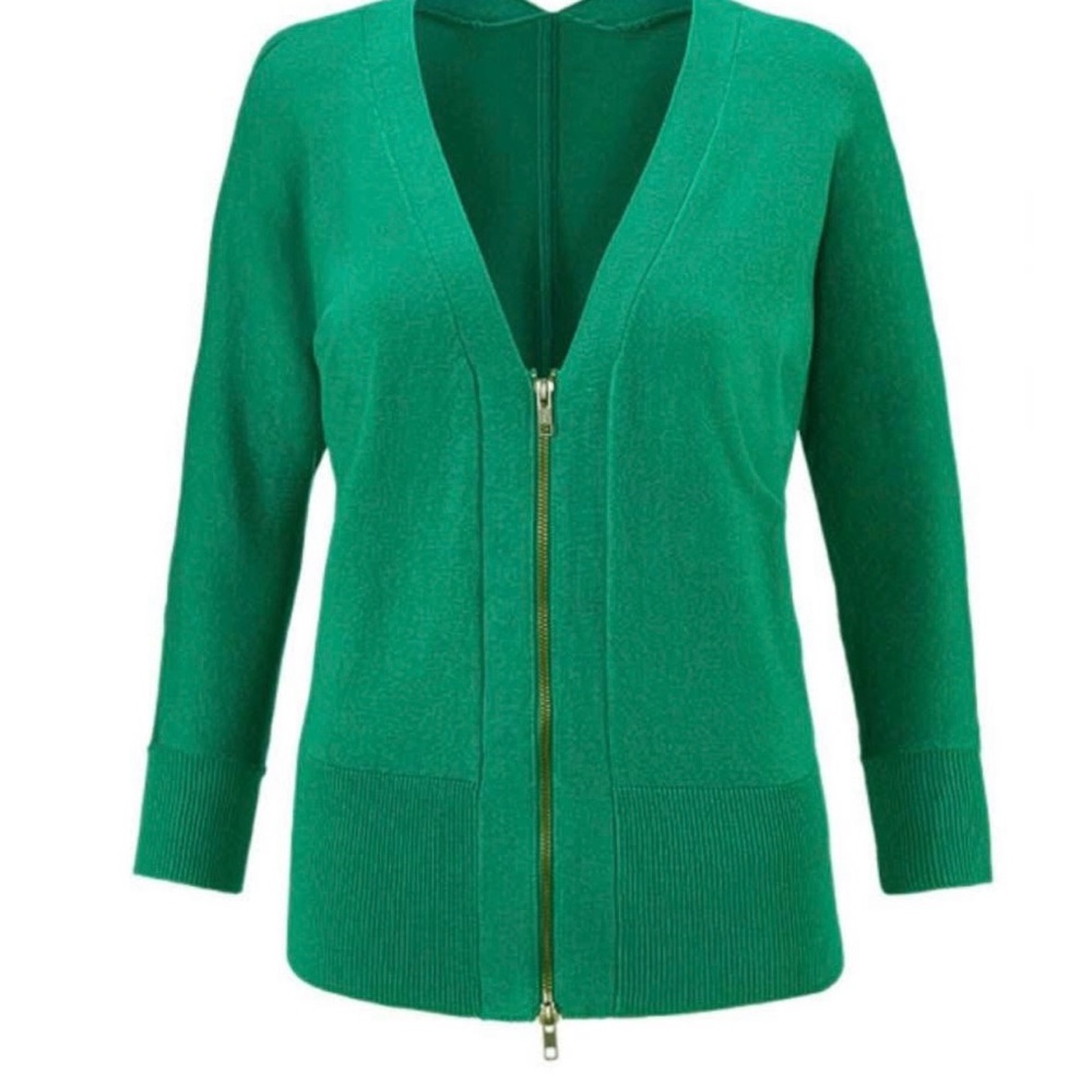 CAbi Green Cardigan Sweater with V-Neck